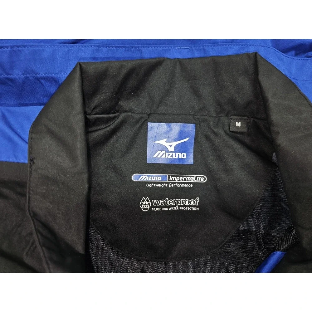 Mizuno ImpermaLite Mens Medium Blue Black Short Sleeve Rain golf  Windbreaker - Picture 5 of 6